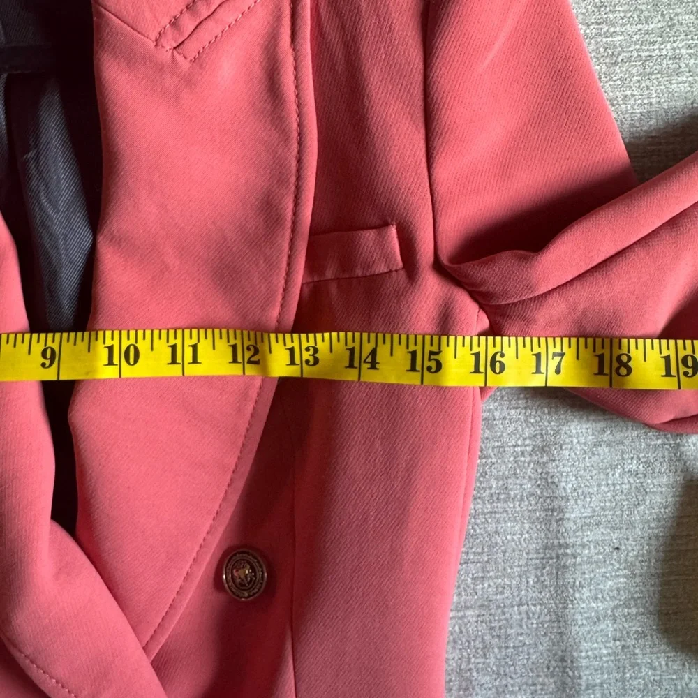 ZARA WOMEN’S DOUBLE BREASTED LONG BLAZER IN DUSTY PINK SIZE XS EUC